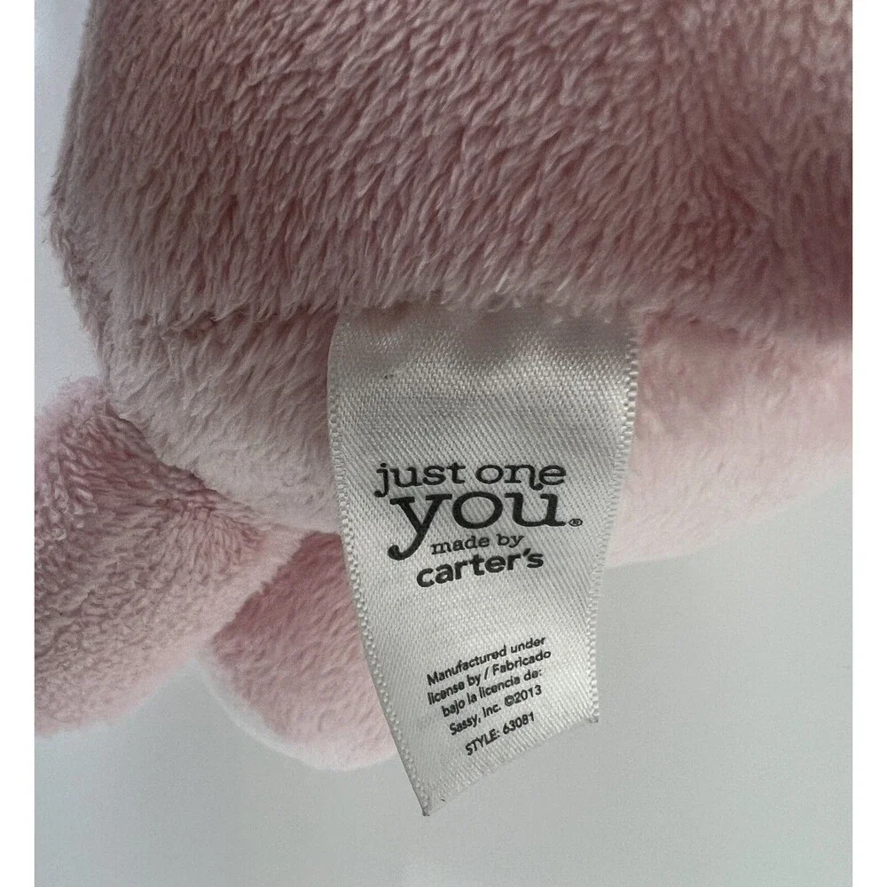 Carters Plush Baby PINK ELEPHANT Just One You Stuffed Animal Toy Lovey Sewn Eyes